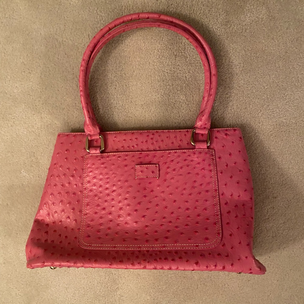 JMcLaughlin Paige Embossed Ostrich Satchel Pink